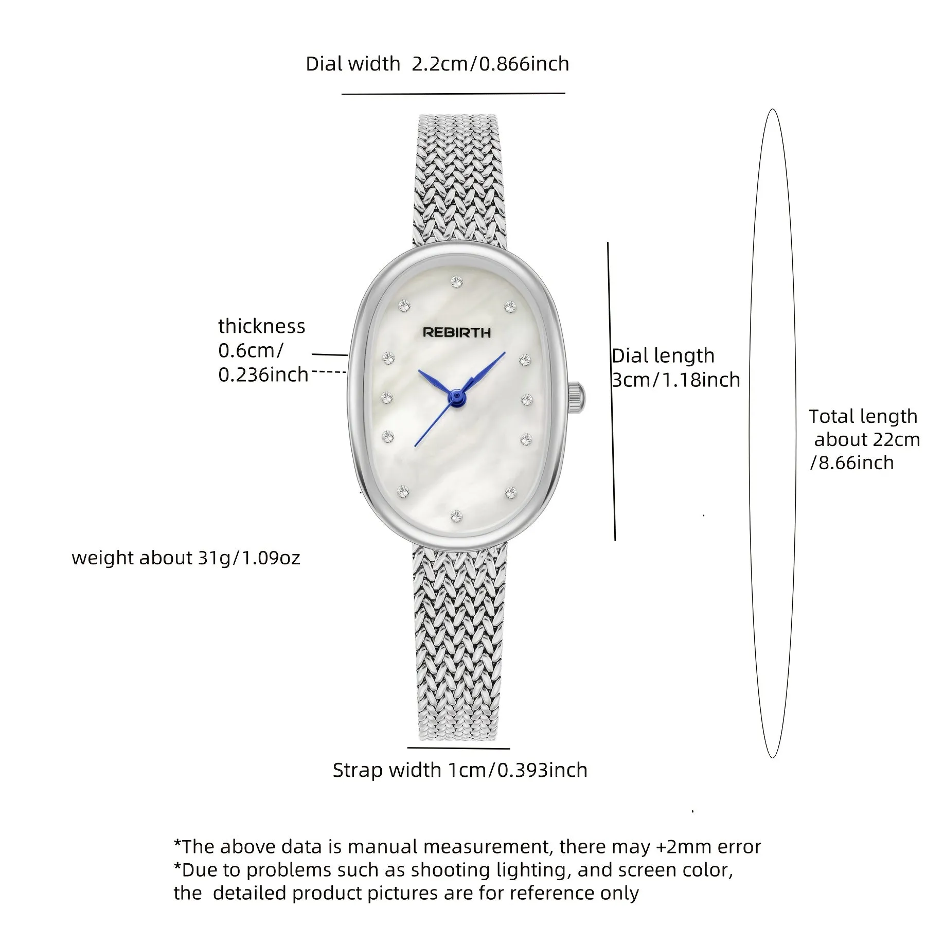 Elegant Oval Quartz Watch with Rhinestone Dial