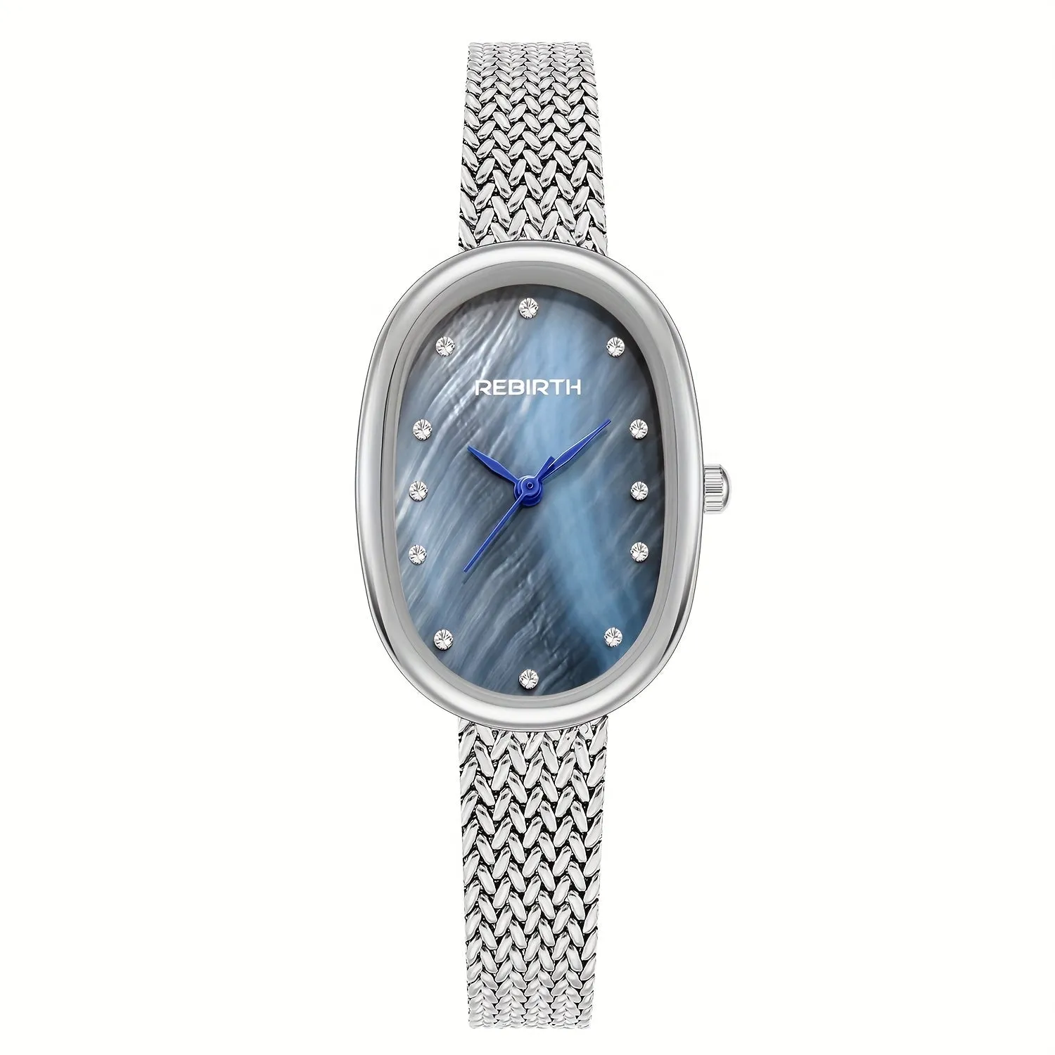 Elegant Oval Quartz Watch with Rhinestone Dial