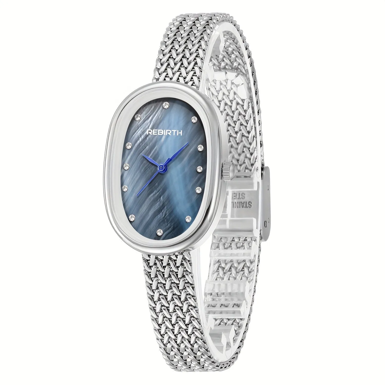 Elegant Oval Quartz Watch with Rhinestone Dial