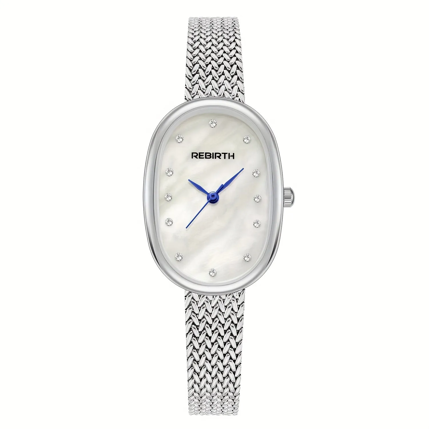 Elegant Oval Quartz Watch with Rhinestone Dial