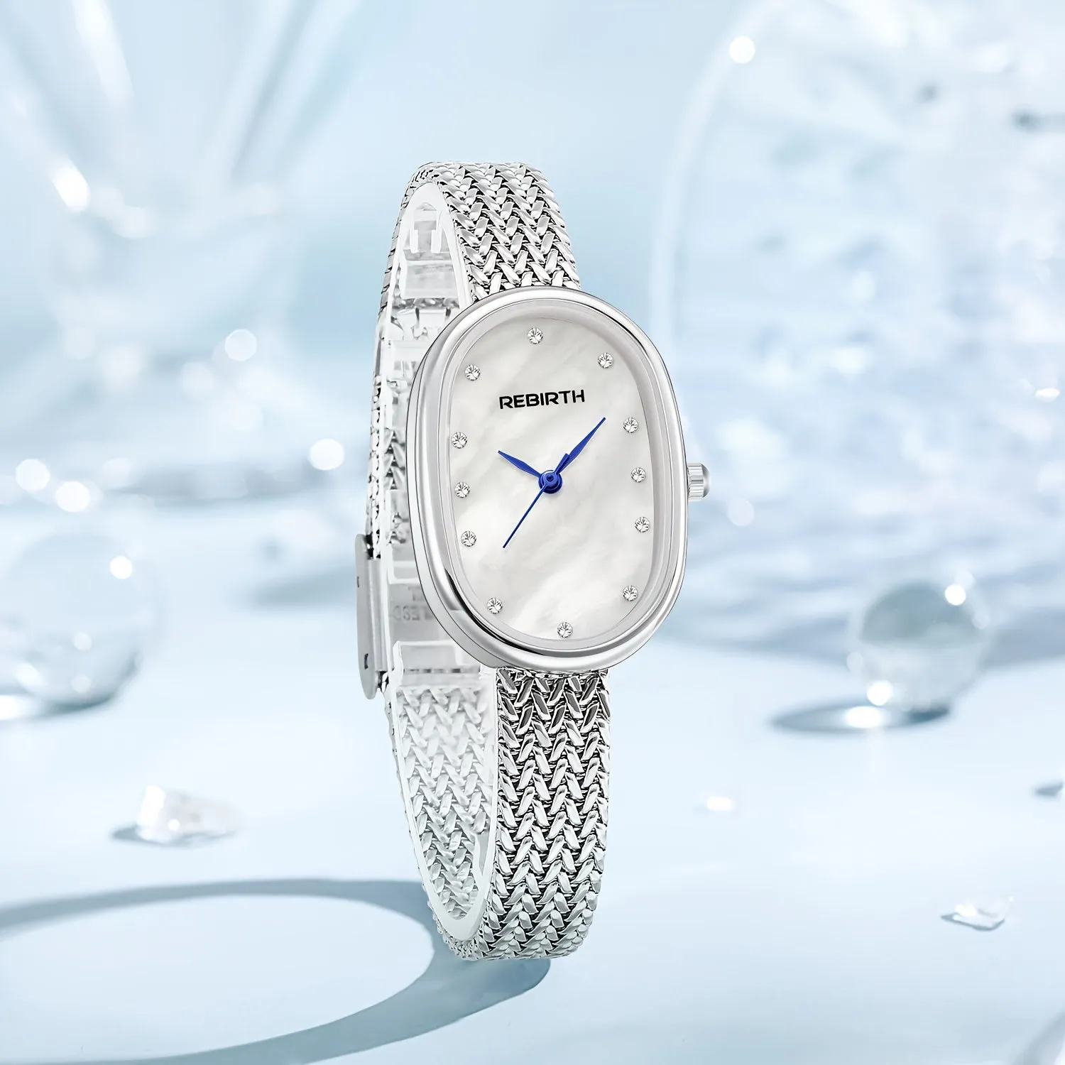 Elegant Oval Quartz Watch with Rhinestone Dial
