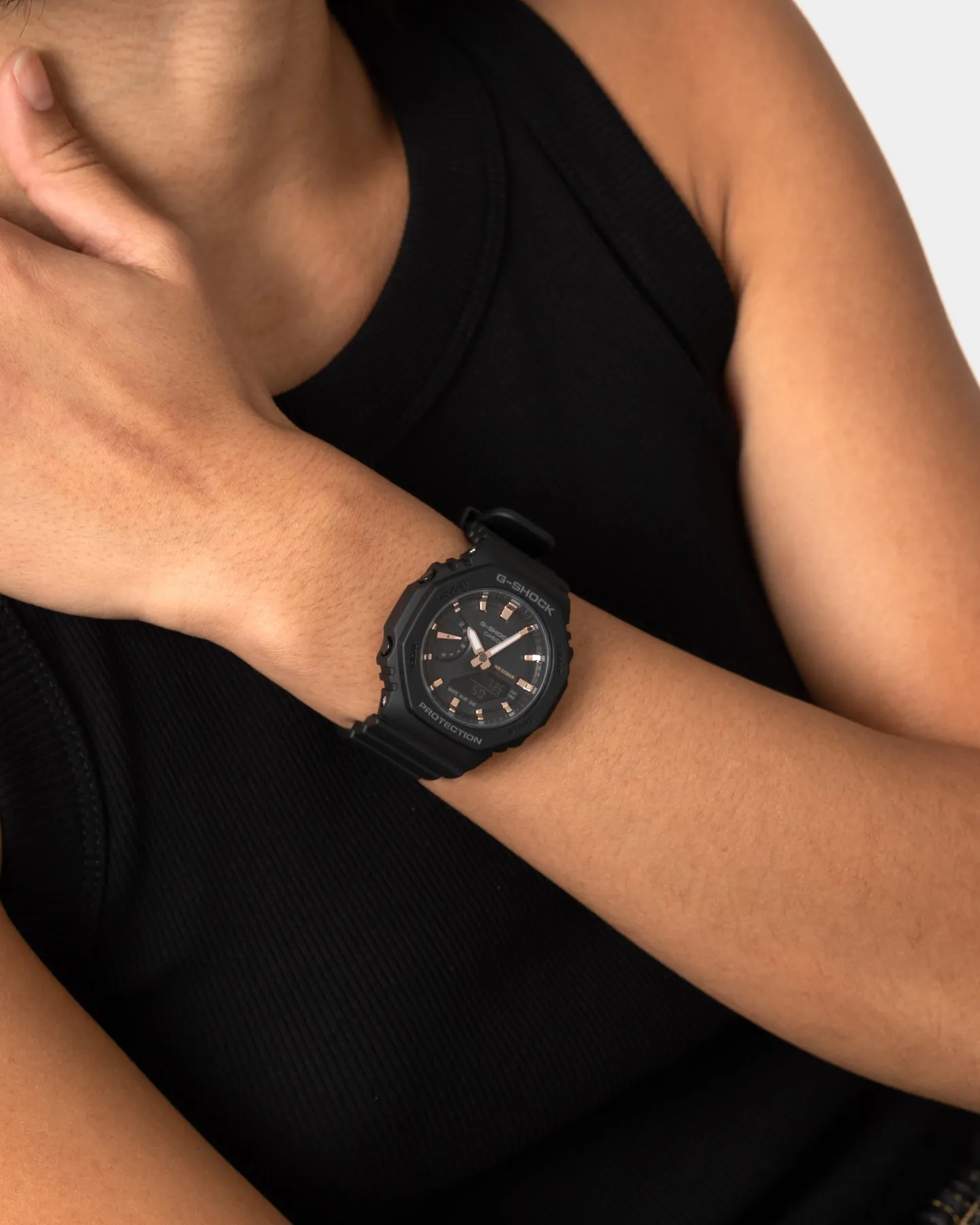 G SHOCK Women's GMAS2100-1A Black/Rose Gold