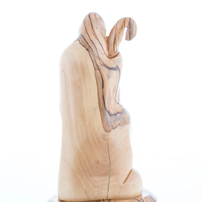 Holy Family, Abstract Hand Carving in Olive Wood, 8.1"