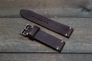 Italian bull leather watch strap 4 mm thick, Oily Brown Castagna, handmade in Finland -  16mm, 17 mm, 18mm, 19 mm, 20mm, 21mm, 22mm, 23 mm, 24mm, 25 mm, 26 mm.