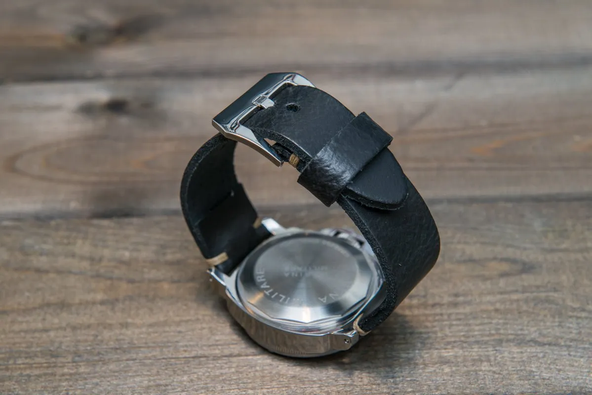 Italian leather watch strap 4 mm thick, handmade in Finland -  16mm, 17 mm, 18mm, 19 mm, 20mm, 21mm, 22mm, 23 mm, 24mm, 25 mm, 26 mm.
