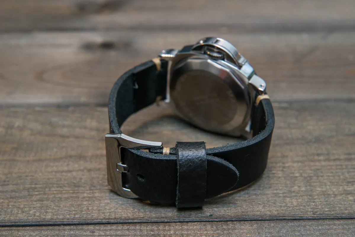 Italian leather watch strap 4 mm thick, handmade in Finland -  16mm, 17 mm, 18mm, 19 mm, 20mm, 21mm, 22mm, 23 mm, 24mm, 25 mm, 26 mm.