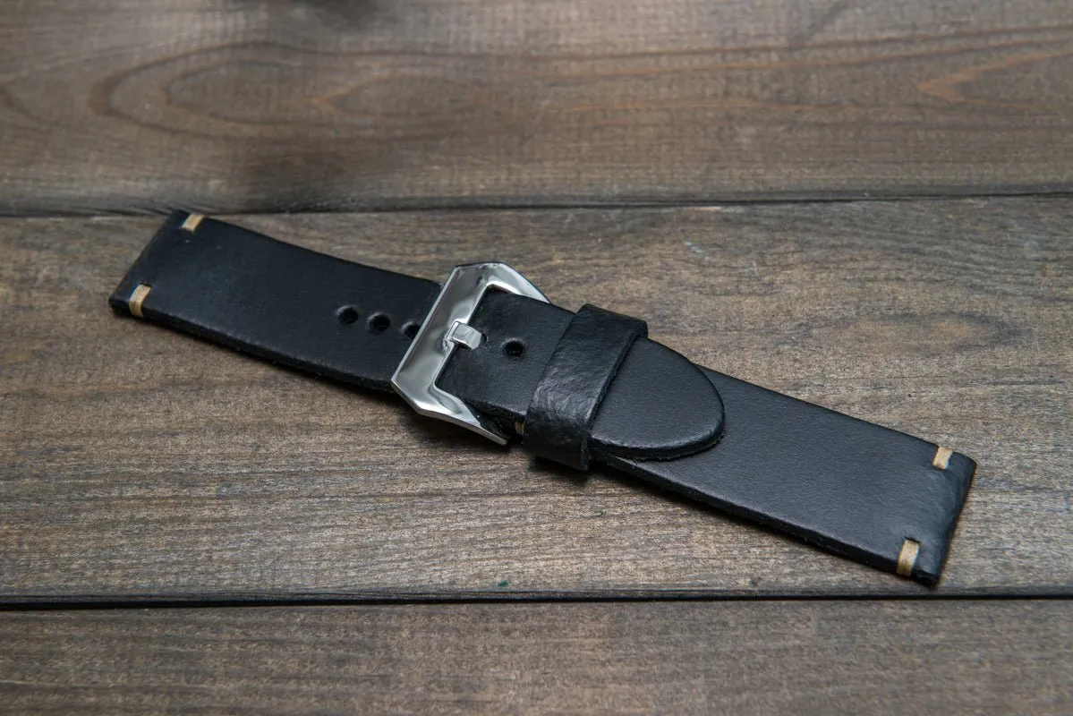 Italian leather watch strap 4 mm thick, handmade in Finland -  16mm, 17 mm, 18mm, 19 mm, 20mm, 21mm, 22mm, 23 mm, 24mm, 25 mm, 26 mm.