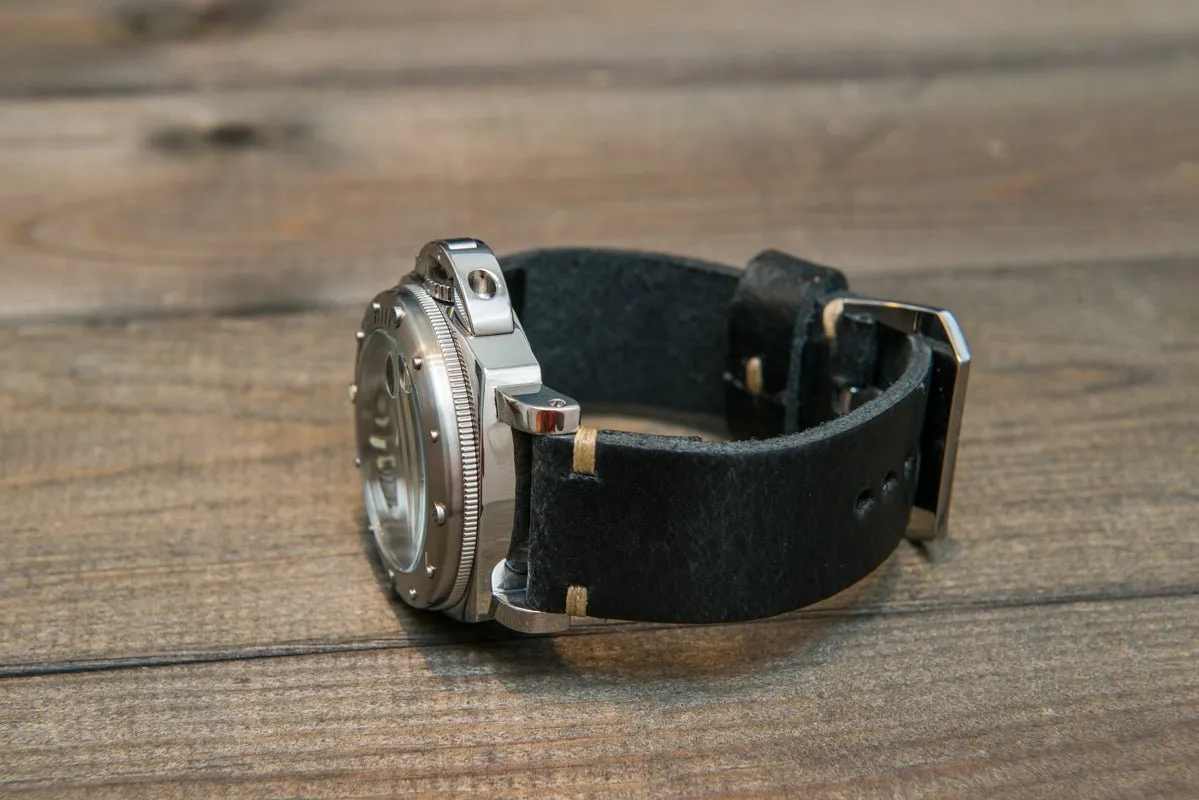 Italian leather watch strap 4 mm thick, handmade in Finland -  16mm, 17 mm, 18mm, 19 mm, 20mm, 21mm, 22mm, 23 mm, 24mm, 25 mm, 26 mm.