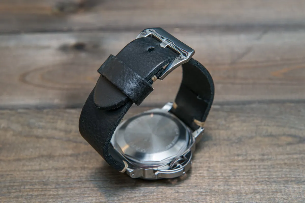 Italian leather watch strap 4 mm thick, handmade in Finland -  16mm, 17 mm, 18mm, 19 mm, 20mm, 21mm, 22mm, 23 mm, 24mm, 25 mm, 26 mm.