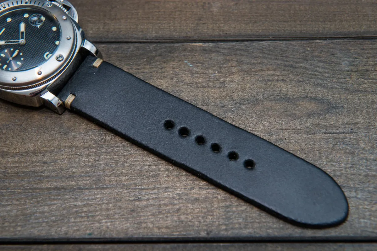 Italian leather watch strap 4 mm thick, handmade in Finland -  16mm, 17 mm, 18mm, 19 mm, 20mm, 21mm, 22mm, 23 mm, 24mm, 25 mm, 26 mm.