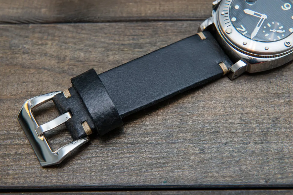 Italian leather watch strap 4 mm thick, handmade in Finland -  16mm, 17 mm, 18mm, 19 mm, 20mm, 21mm, 22mm, 23 mm, 24mm, 25 mm, 26 mm.