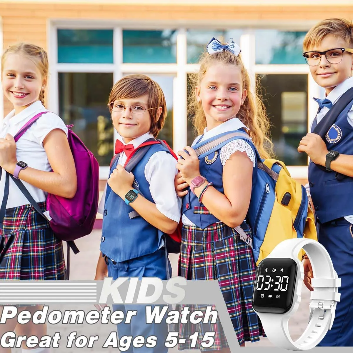 Kids Step Counter Watch, Digital Pedometer, Fitness Tracker Wristwatch, Waterproof Sport Watch, for Children Boys Girls Teens
