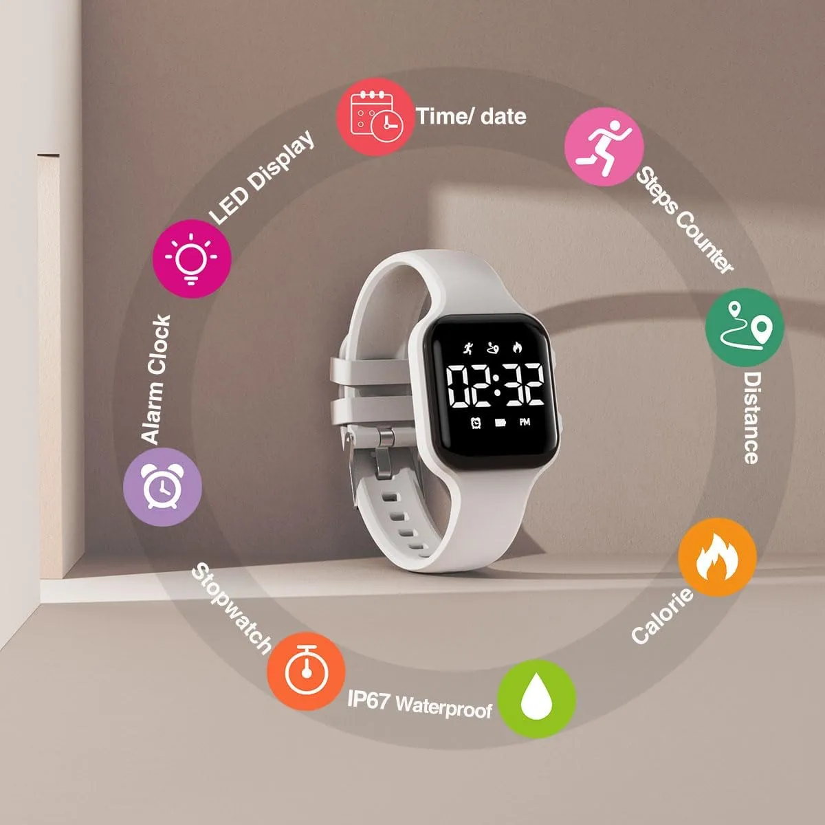 Kids Step Counter Watch, Digital Pedometer, Fitness Tracker Wristwatch, Waterproof Sport Watch, for Children Boys Girls Teens