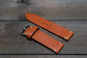 Leather watch strap 3-4 mm thick, Cognac color, handmade in Finland -  16mm, 17 mm, 18mm, 19 mm, 20mm, 21mm, 22mm, 23 mm, 24mm, 25 mm, 26 mm.