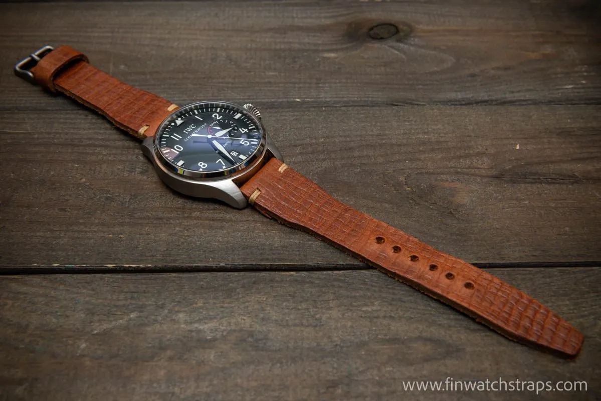 Leather watch strap 4 mm thick, Pilot model, handmade in Finland -19x16mm, 20x16mm, 21x18mm, 22x18mm, 23x20mm, 24x20mm.