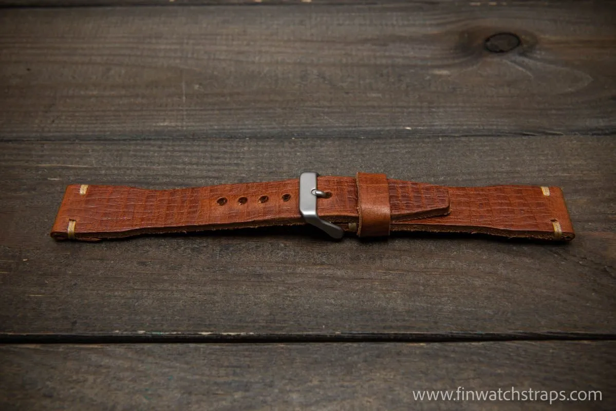 Leather watch strap 4 mm thick, Pilot model, handmade in Finland -19x16mm, 20x16mm, 21x18mm, 22x18mm, 23x20mm, 24x20mm.