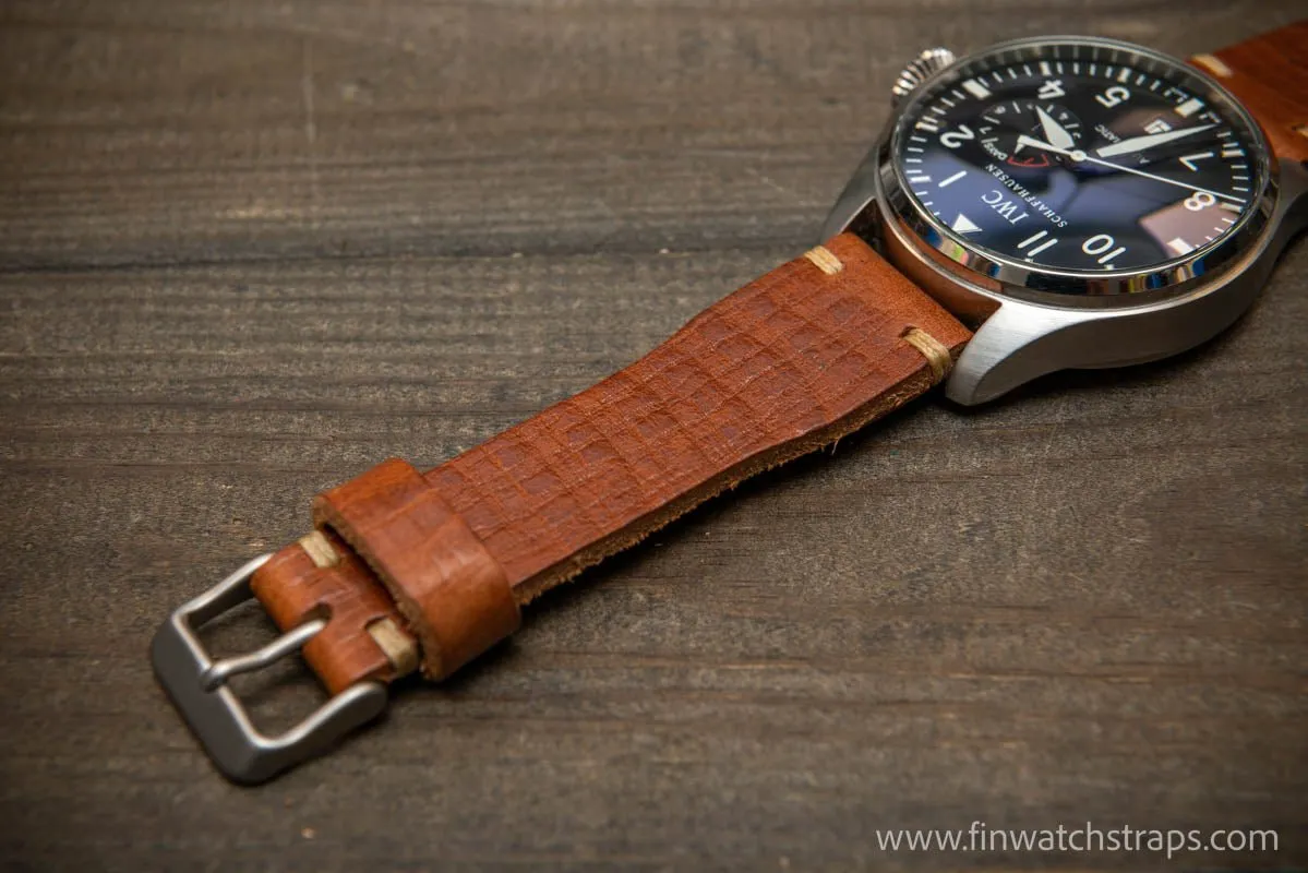 Leather watch strap 4 mm thick, Pilot model, handmade in Finland -19x16mm, 20x16mm, 21x18mm, 22x18mm, 23x20mm, 24x20mm.