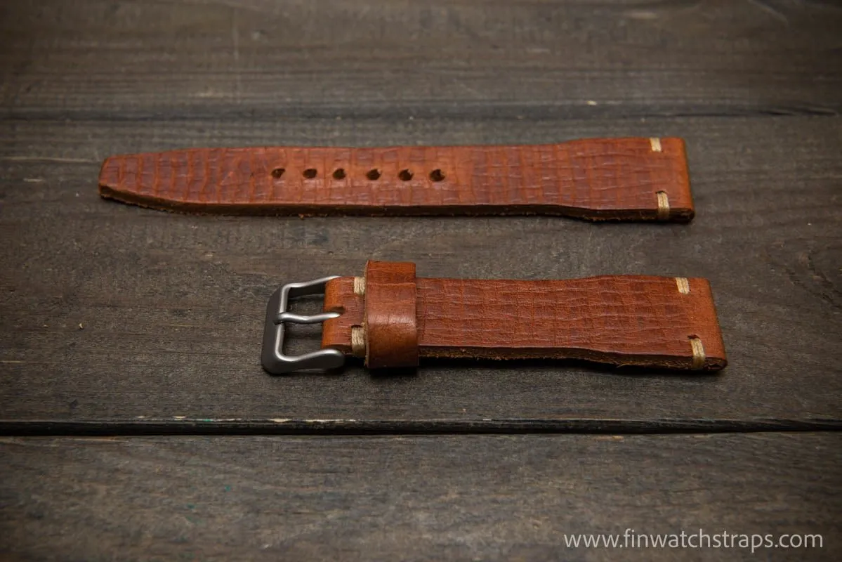 Leather watch strap 4 mm thick, Pilot model, handmade in Finland -19x16mm, 20x16mm, 21x18mm, 22x18mm, 23x20mm, 24x20mm.