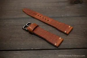 Leather watch strap 4 mm thick, Pilot model, handmade in Finland -19x16mm, 20x16mm, 21x18mm, 22x18mm, 23x20mm, 24x20mm.