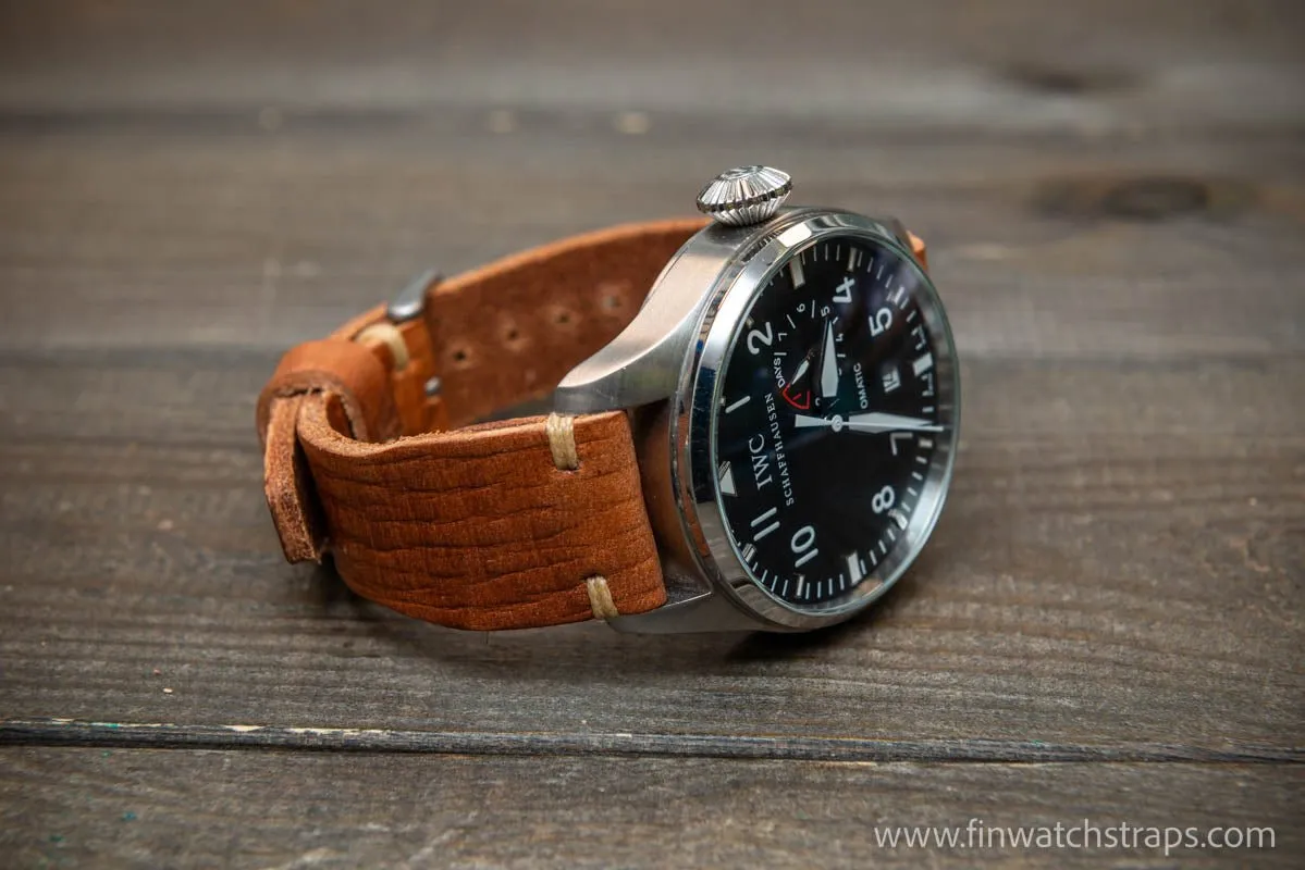 Leather watch strap 4 mm thick, Pilot model, handmade in Finland -19x16mm, 20x16mm, 21x18mm, 22x18mm, 23x20mm, 24x20mm.