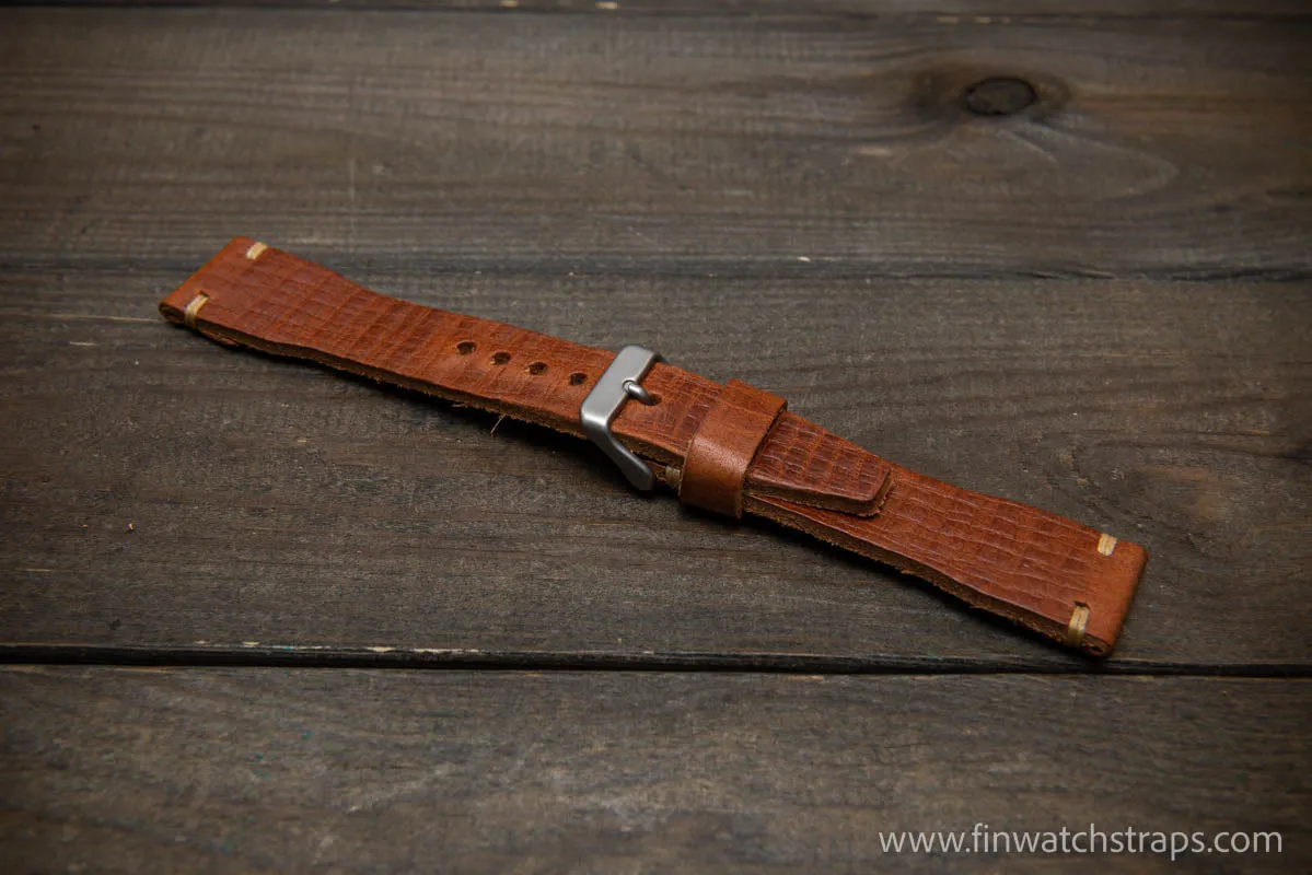 Leather watch strap 4 mm thick, Pilot model, handmade in Finland -19x16mm, 20x16mm, 21x18mm, 22x18mm, 23x20mm, 24x20mm.