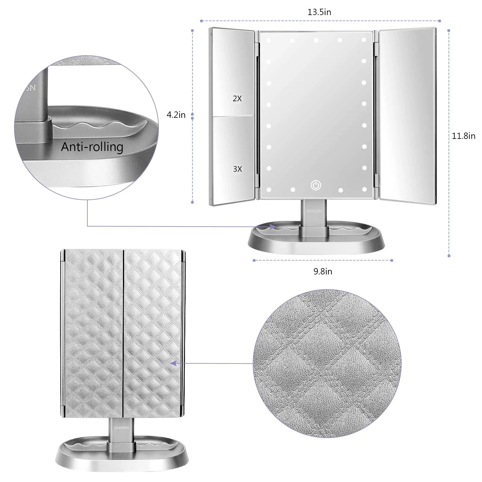 Lighted Vanity Makeup Mirror with 21 LED Lights