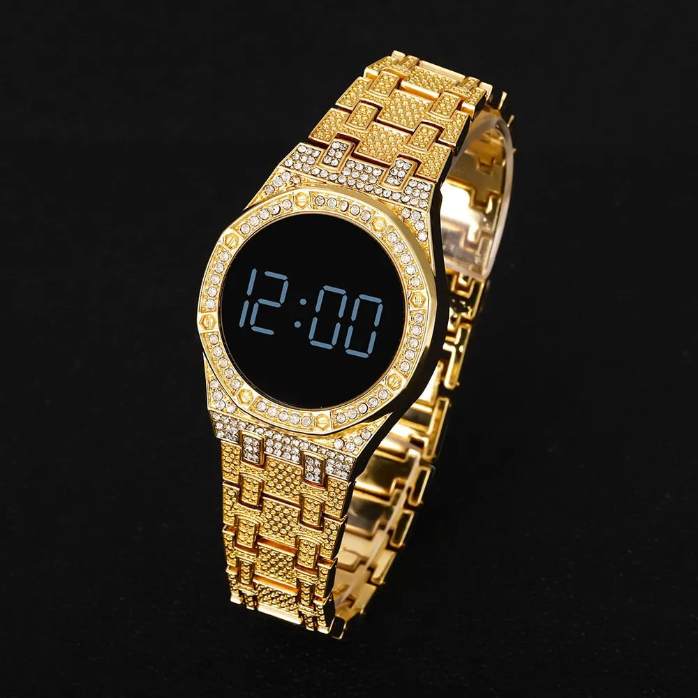 Luxury LED Men Magnetic Bracelet Watches Rose Gold Digital Dress Watch For Women