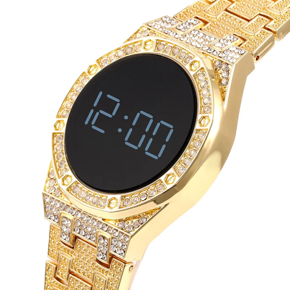 Luxury LED Men Magnetic Bracelet Watches Rose Gold Digital Dress Watch For Women