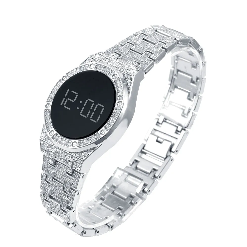 Luxury LED Men Magnetic Bracelet Watches Rose Gold Digital Dress Watch For Women