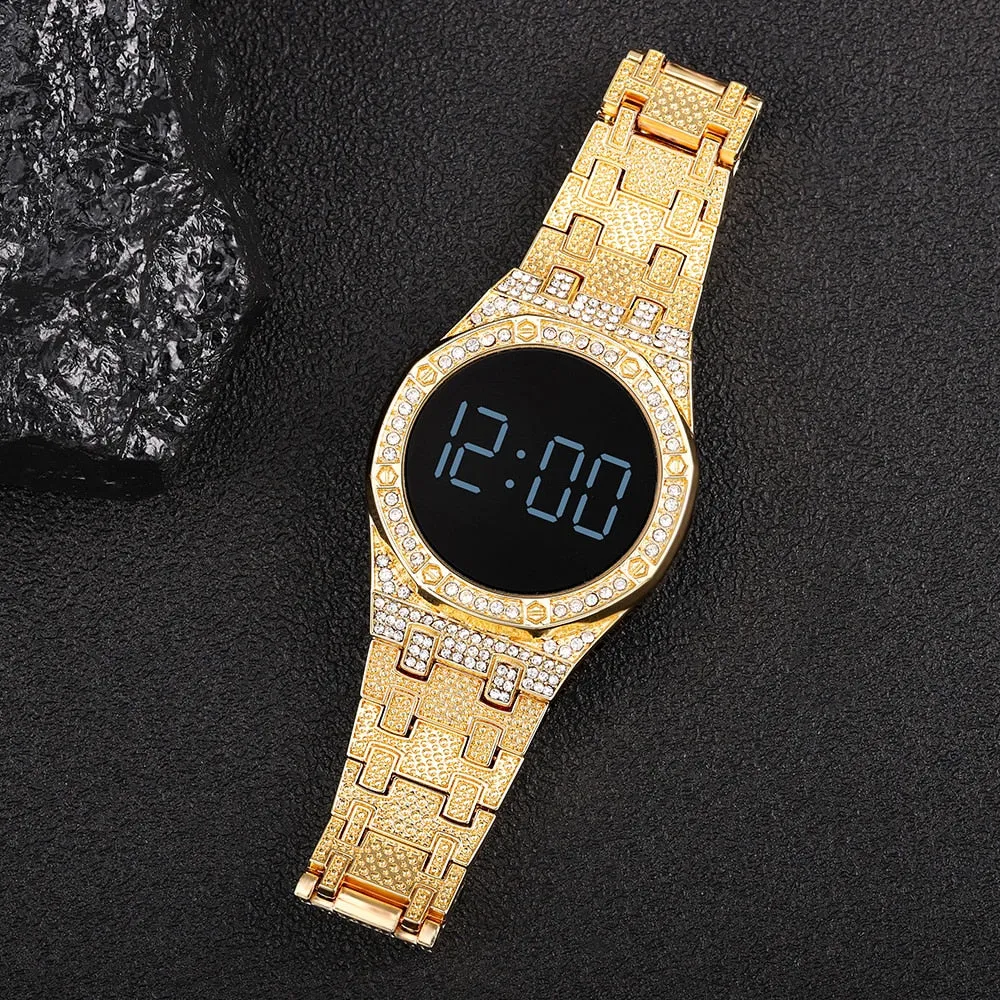 Luxury LED Men Magnetic Bracelet Watches Rose Gold Digital Dress Watch For Women