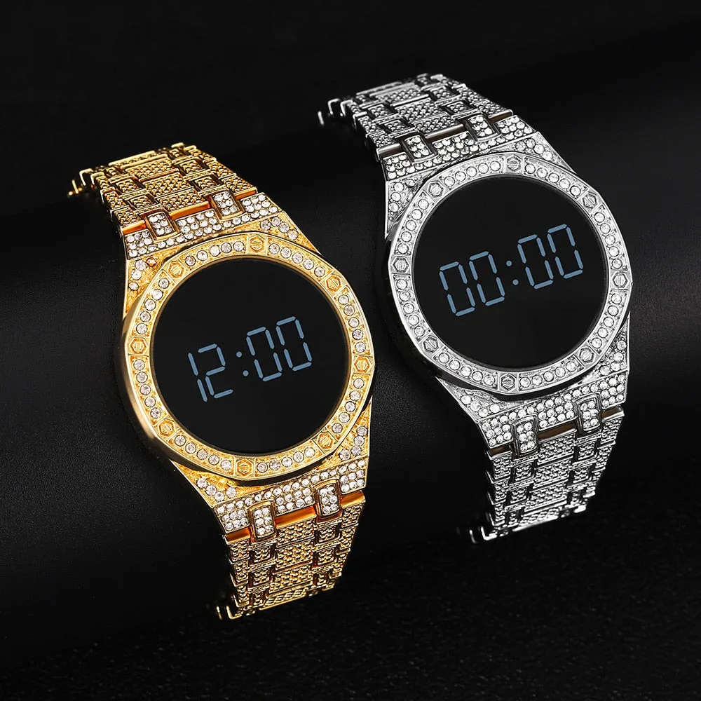 Luxury LED Men Magnetic Bracelet Watches Rose Gold Digital Dress Watch For Women