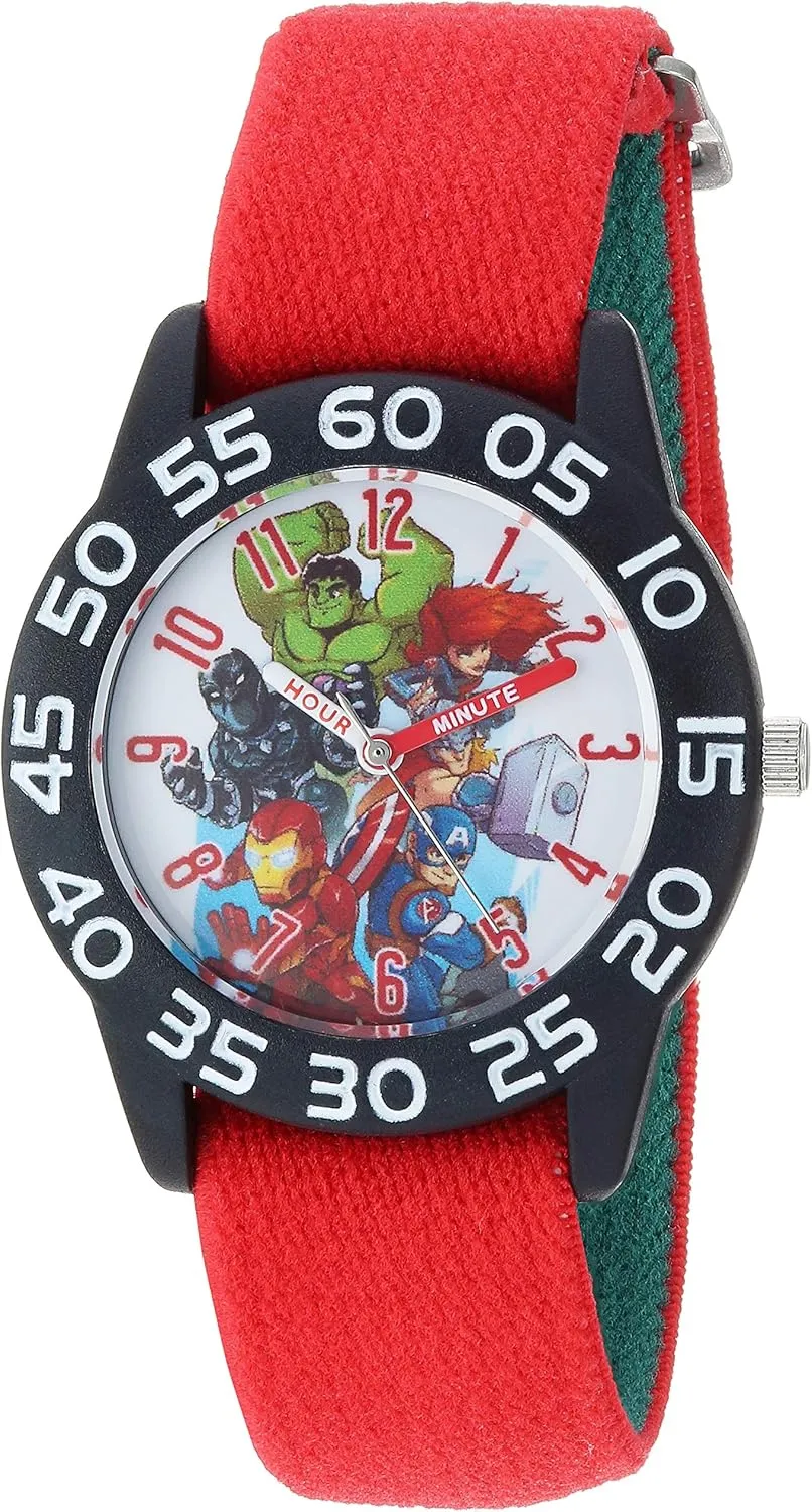 Marvel The Hulk Kids' WMA000287 Super Hero Analog Display Analog Quartz Red Watch