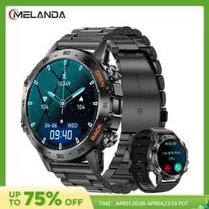 MELANDA Steel 1.39" Bluetooth Call Smart Watch Men Sports Fitness Tracker Watches IP67 Waterproof Smartwatch for Android IOS K52