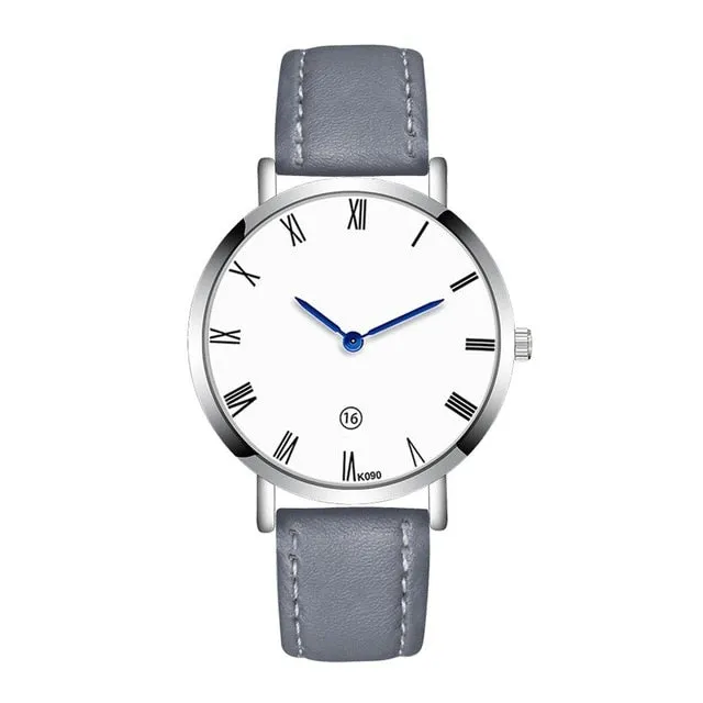 Men Watches Business Style Round Dial Quartz Soft Leather Strap Minimalist Ultrathin Wrist Watches Birthday Gift