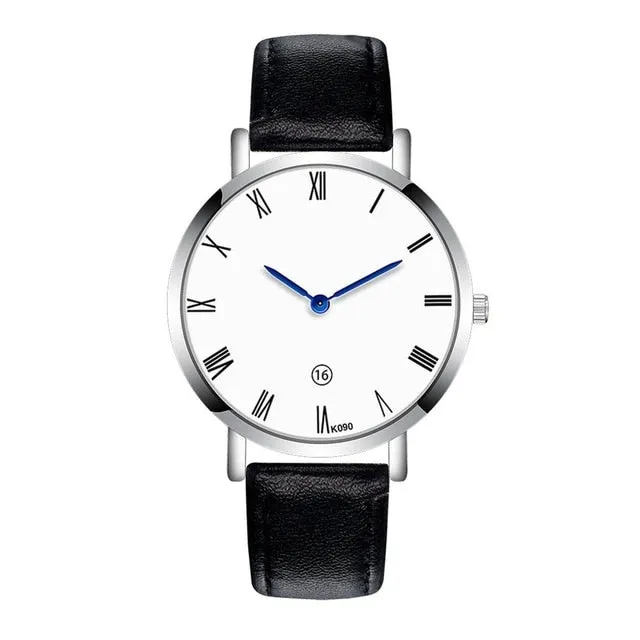 Men Watches Business Style Round Dial Quartz Soft Leather Strap Minimalist Ultrathin Wrist Watches Birthday Gift