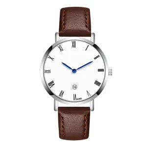 Men Watches Business Style Round Dial Quartz Soft Leather Strap Minimalist Ultrathin Wrist Watches Birthday Gift
