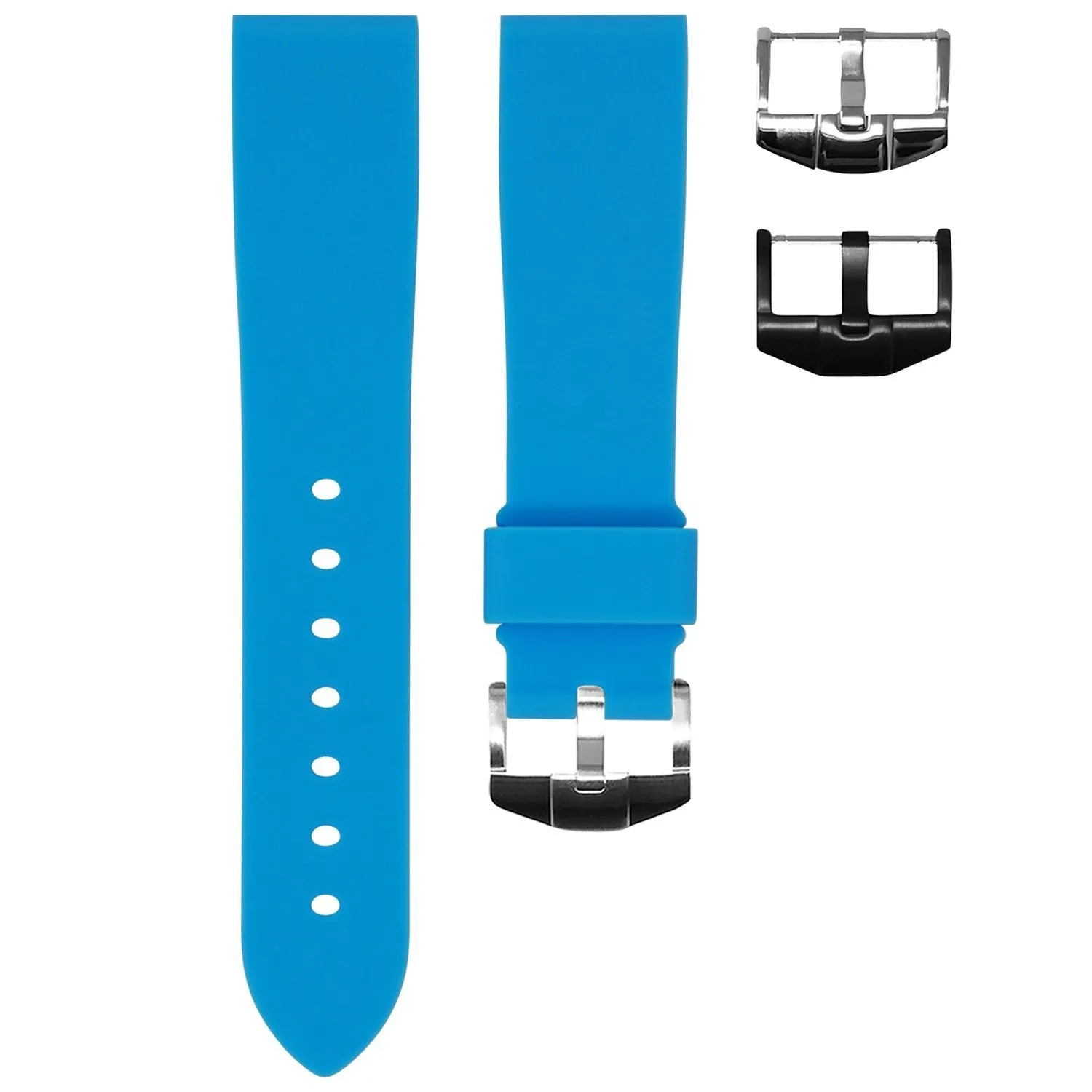 MIAMI BLUE RUBBER STRAP FOR WATCHES WITH A 19MM LUG WIDTH