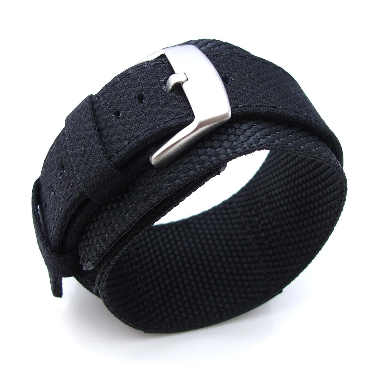 MiLTAT 24mm Double Layer Nylon Black Tactical Velcro Watch Strap, design for 44mm Panerai Watches