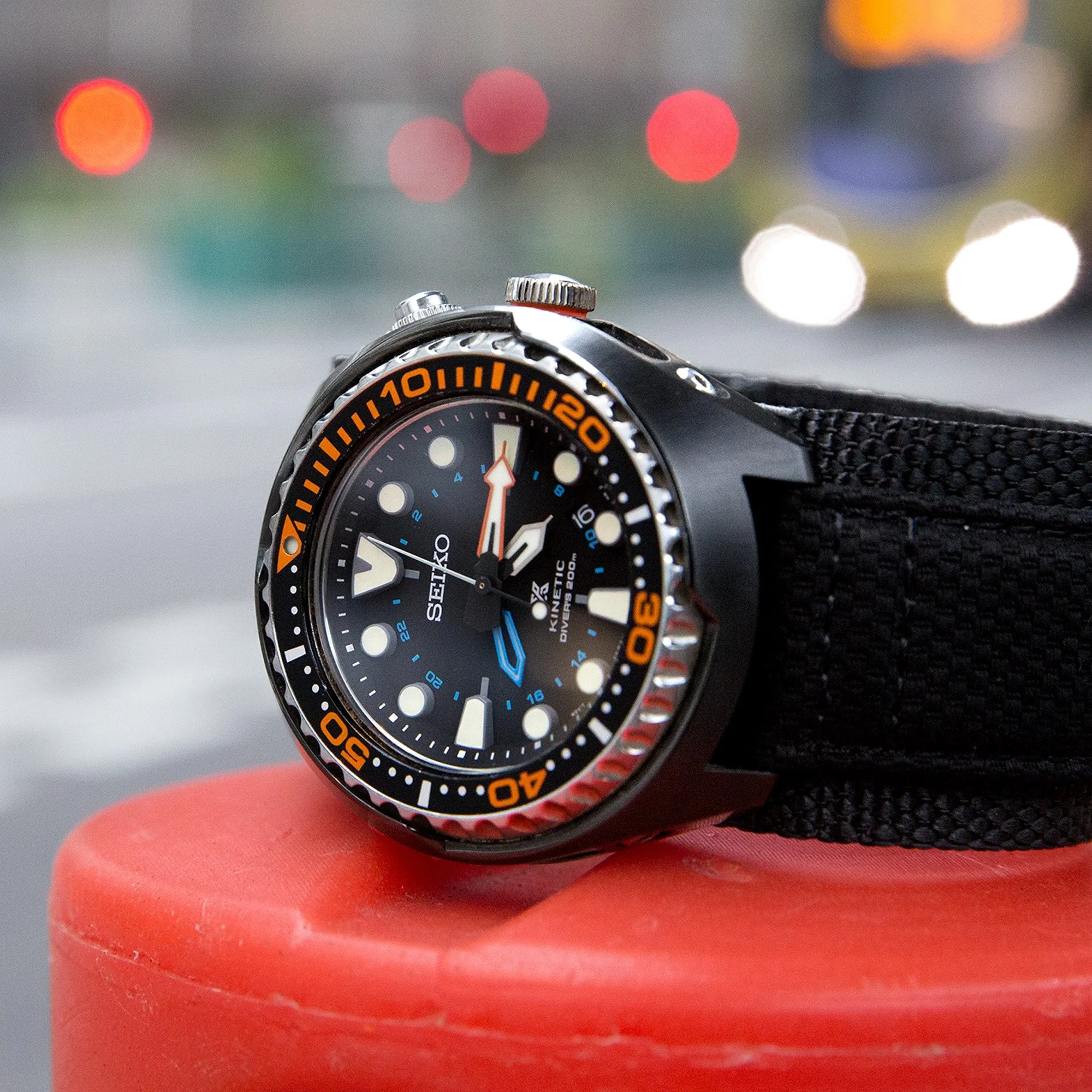 MiLTAT 24mm Double Layer Nylon Black Tactical Velcro Watch Strap, design for 44mm Panerai Watches