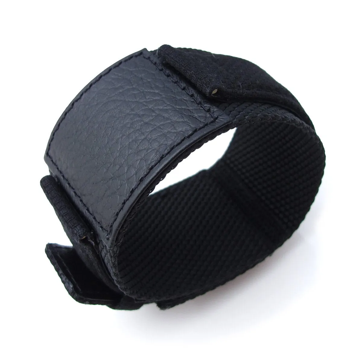 MiLTAT 24mm Double Layer Nylon Black Tactical Velcro Watch Strap, design for 44mm Panerai Watches