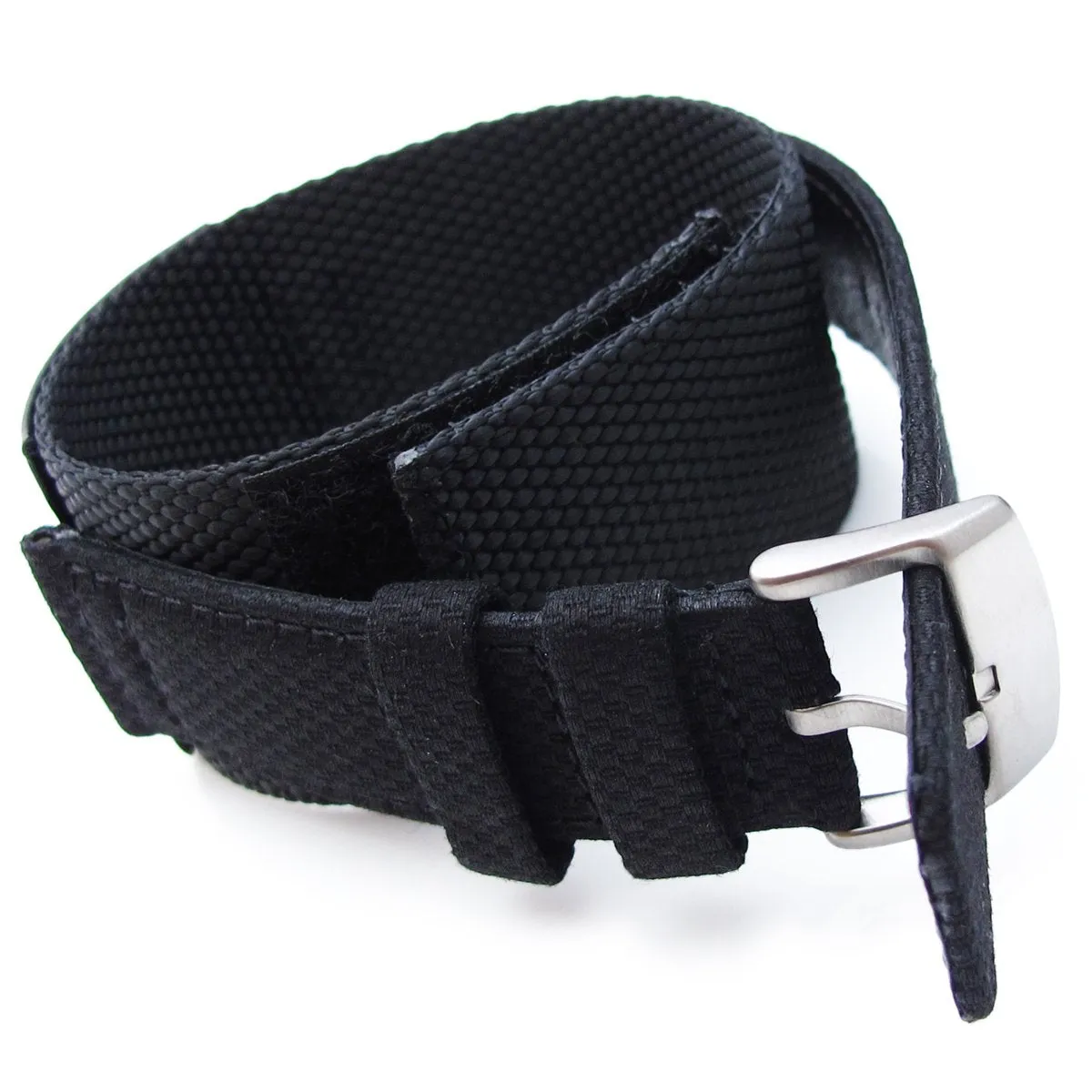 MiLTAT 24mm Double Layer Nylon Black Tactical Velcro Watch Strap, design for 44mm Panerai Watches