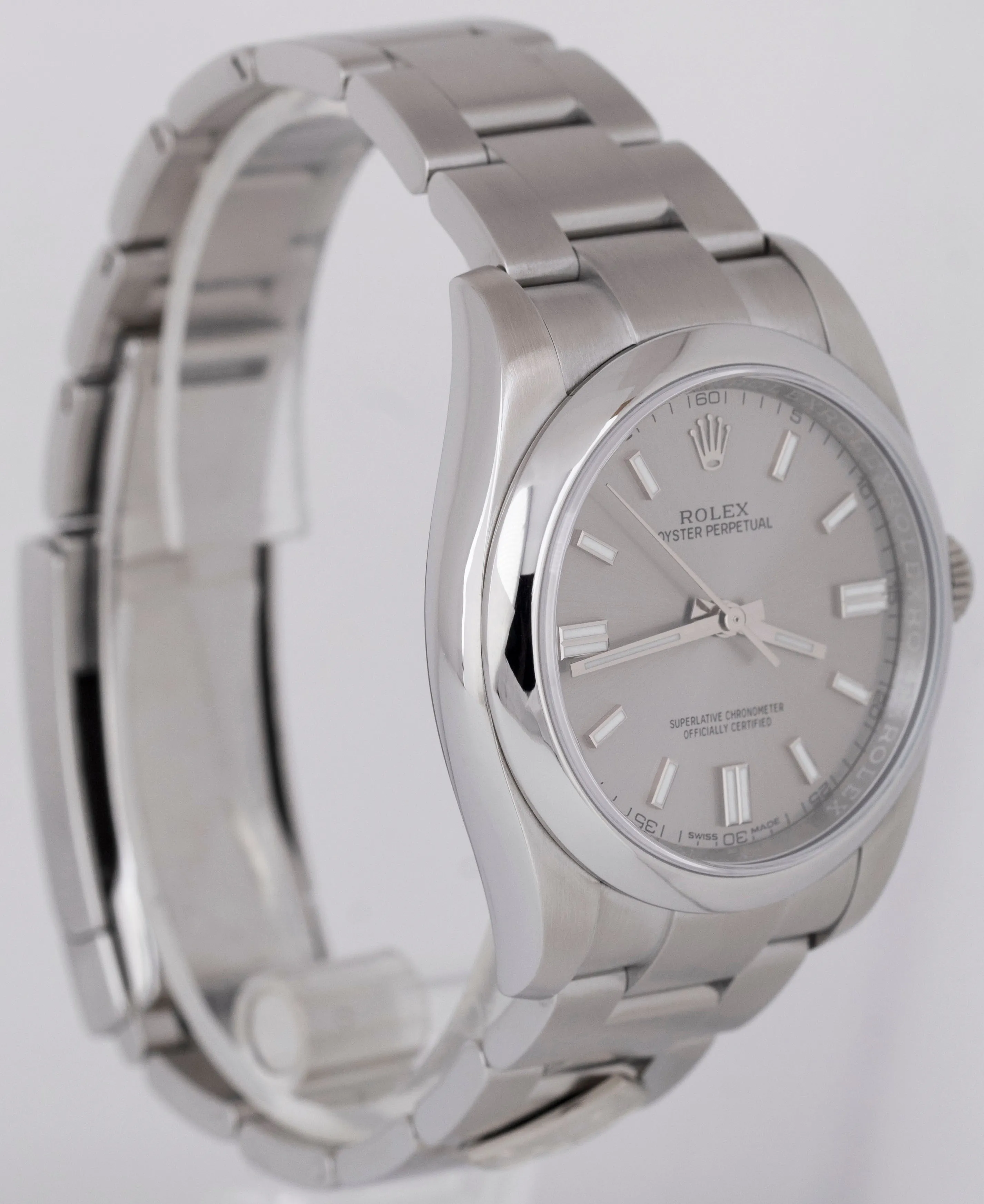 MINT 2018 PAPERS Rolex Oyster Perpetual 36mm Gray DOMINO Steel Watch 116000 BOX