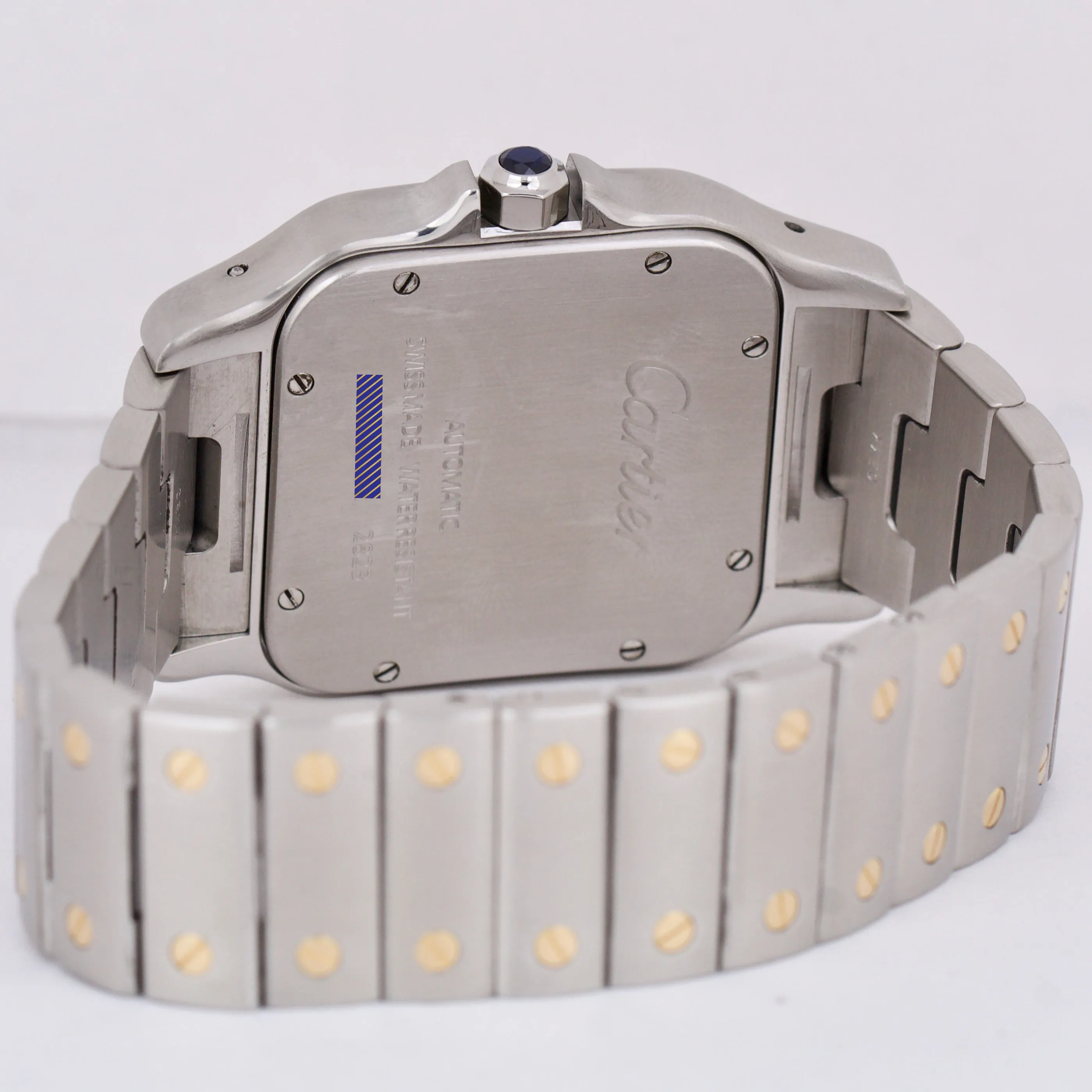 MINT Cartier Santos Galbee 32mm White Roman 18K Yellow Gold Steel 2823 W20099C4