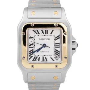 MINT Cartier Santos Galbee 32mm White Roman 18K Yellow Gold Steel 2823 W20099C4