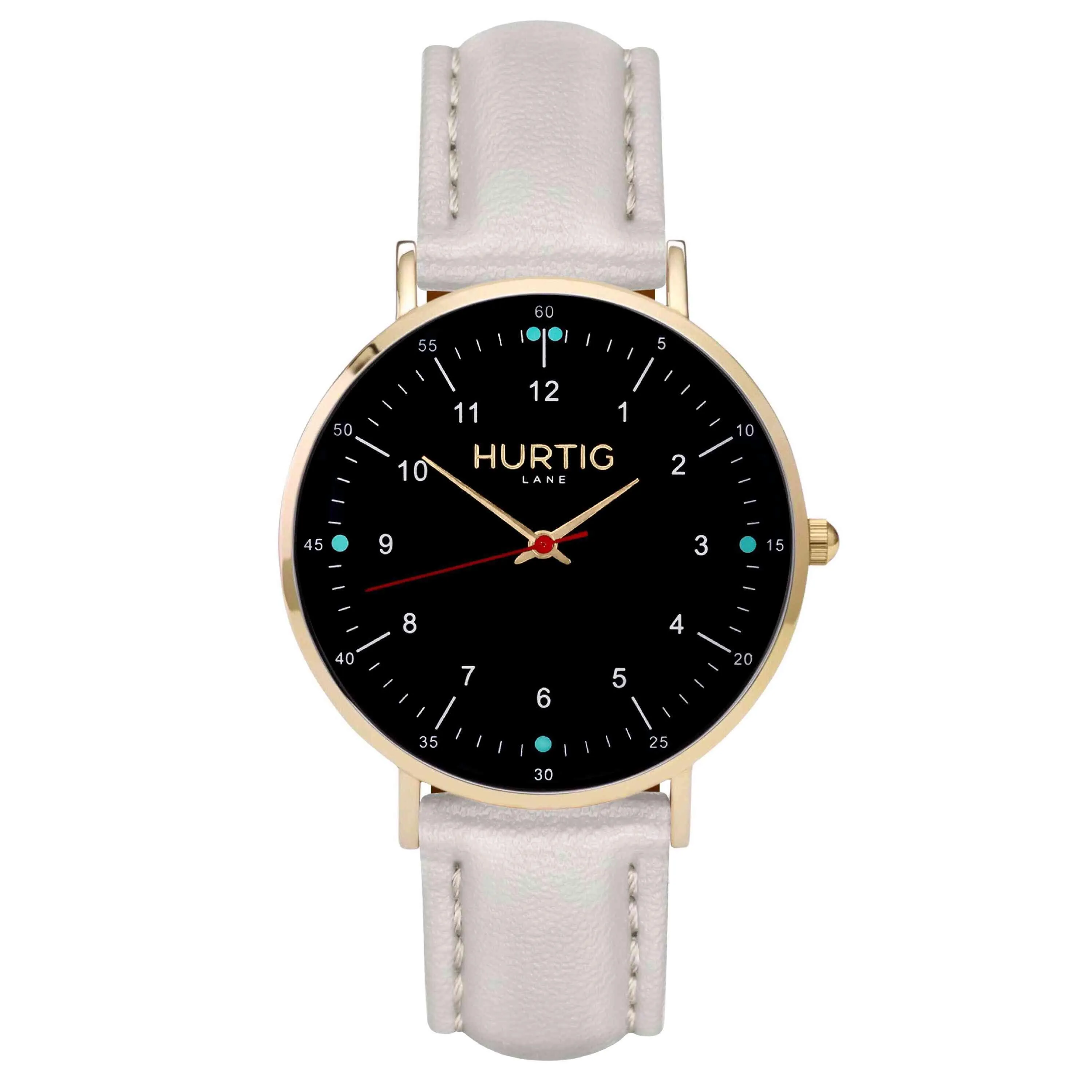 Moderna Vegan Leather Watch Gold, Black & Cherry