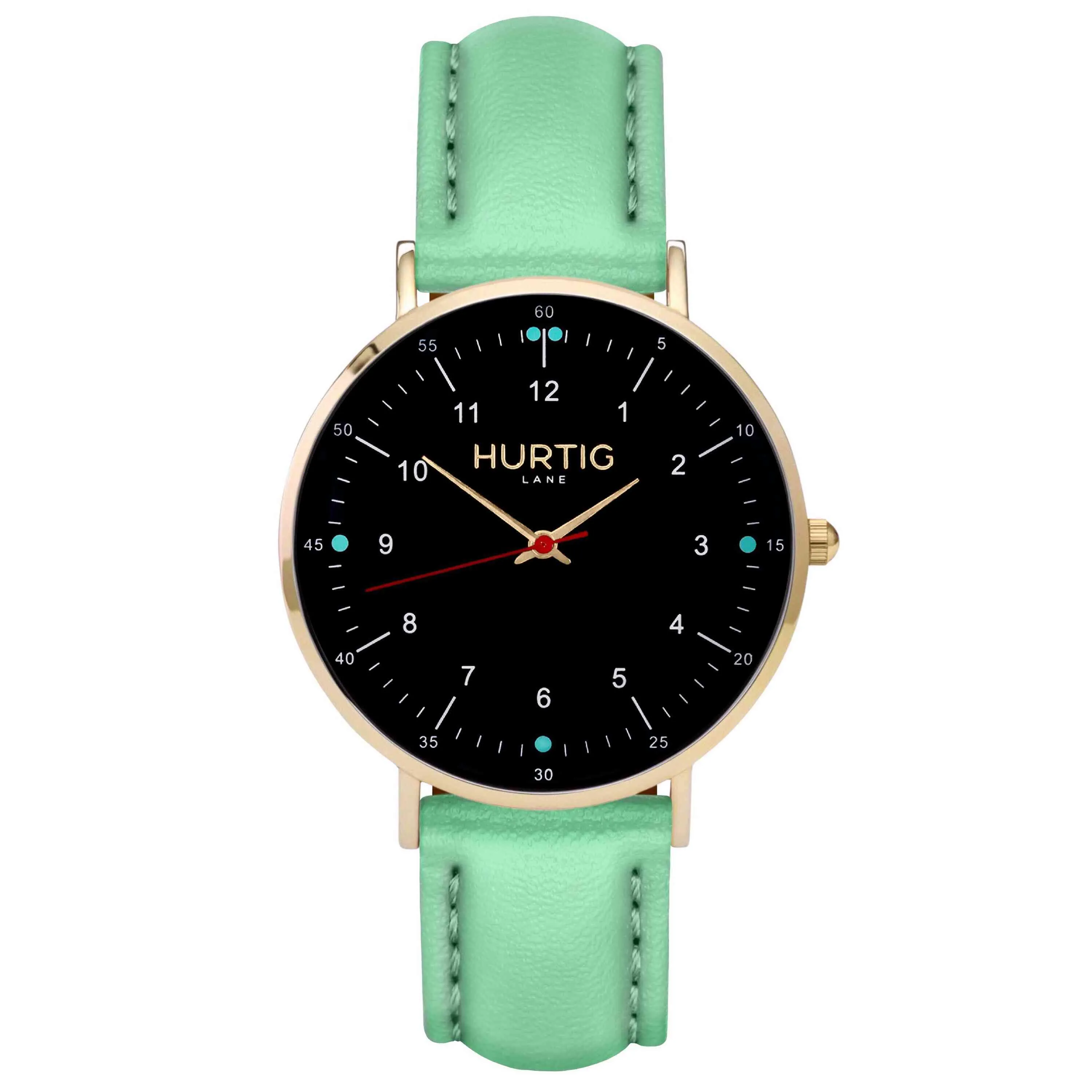 Moderna Vegan Leather Watch Gold, Black & Cherry