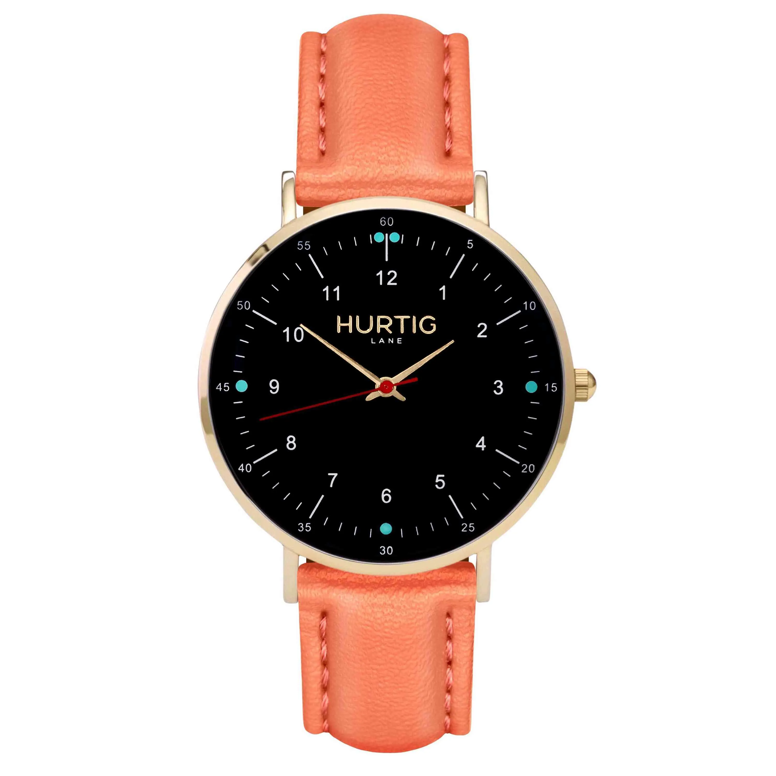 Moderna Vegan Leather Watch Gold, Black & Cherry