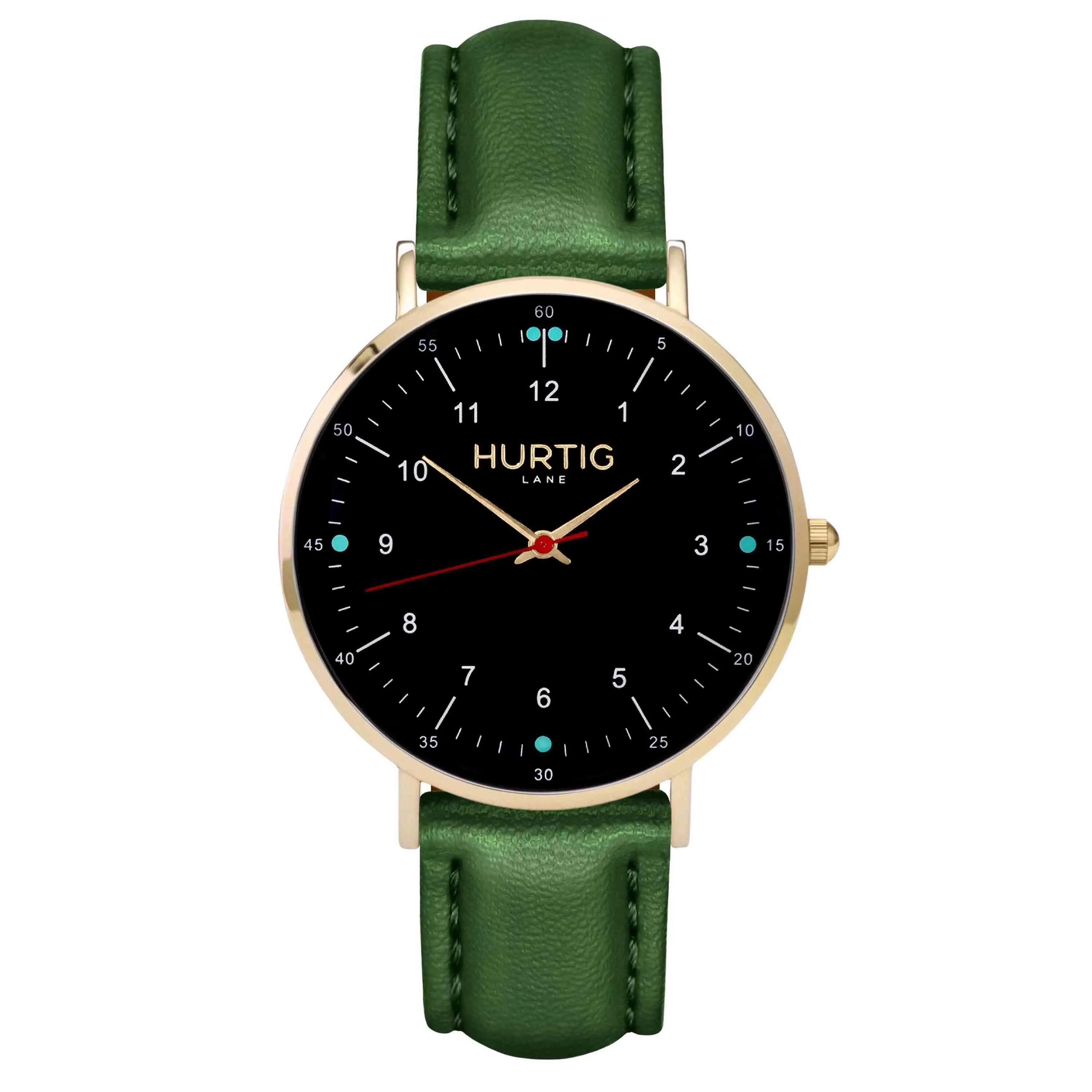 Moderna Vegan Leather Watch Gold, Black & Cherry