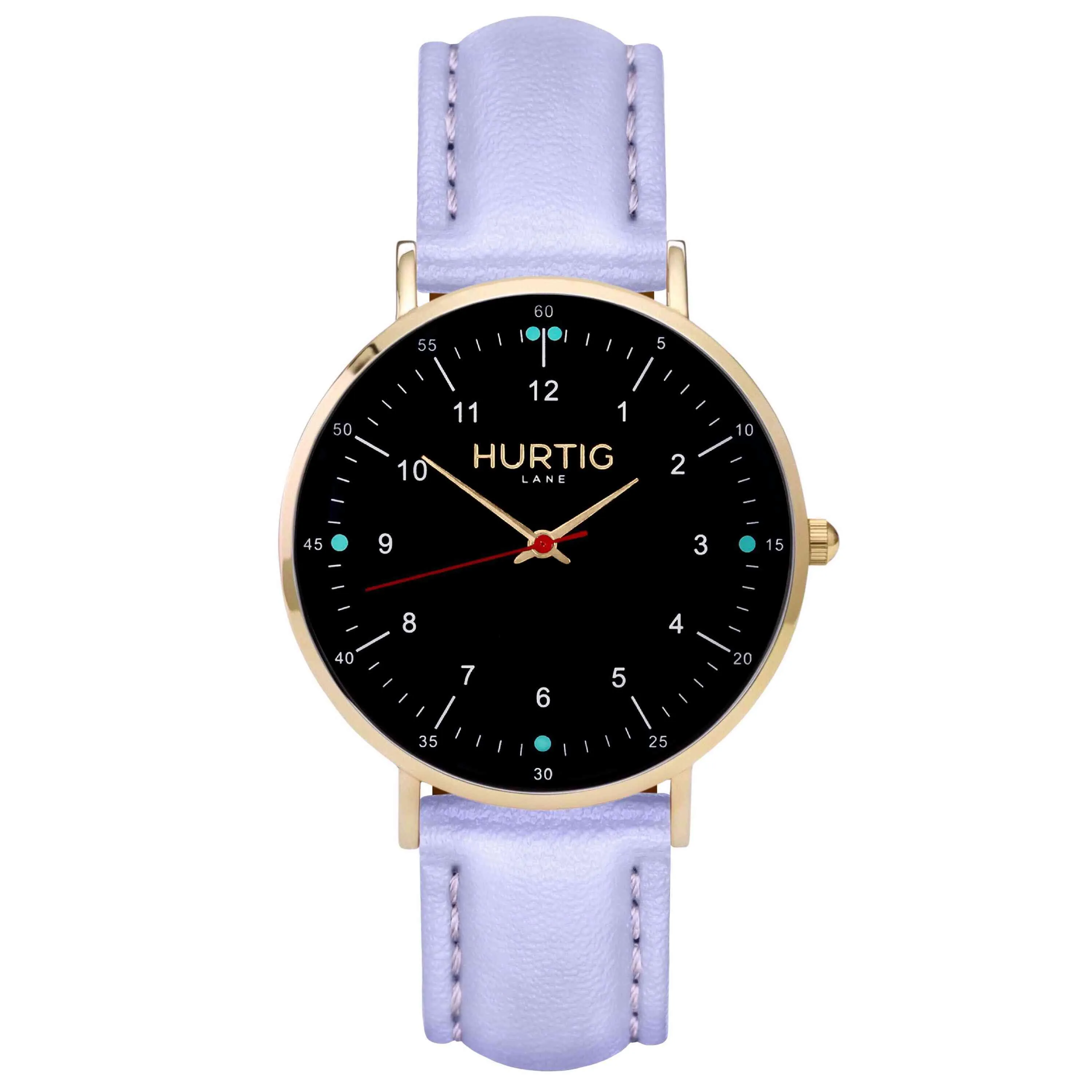 Moderna Vegan Leather Watch Gold, Black & Cherry