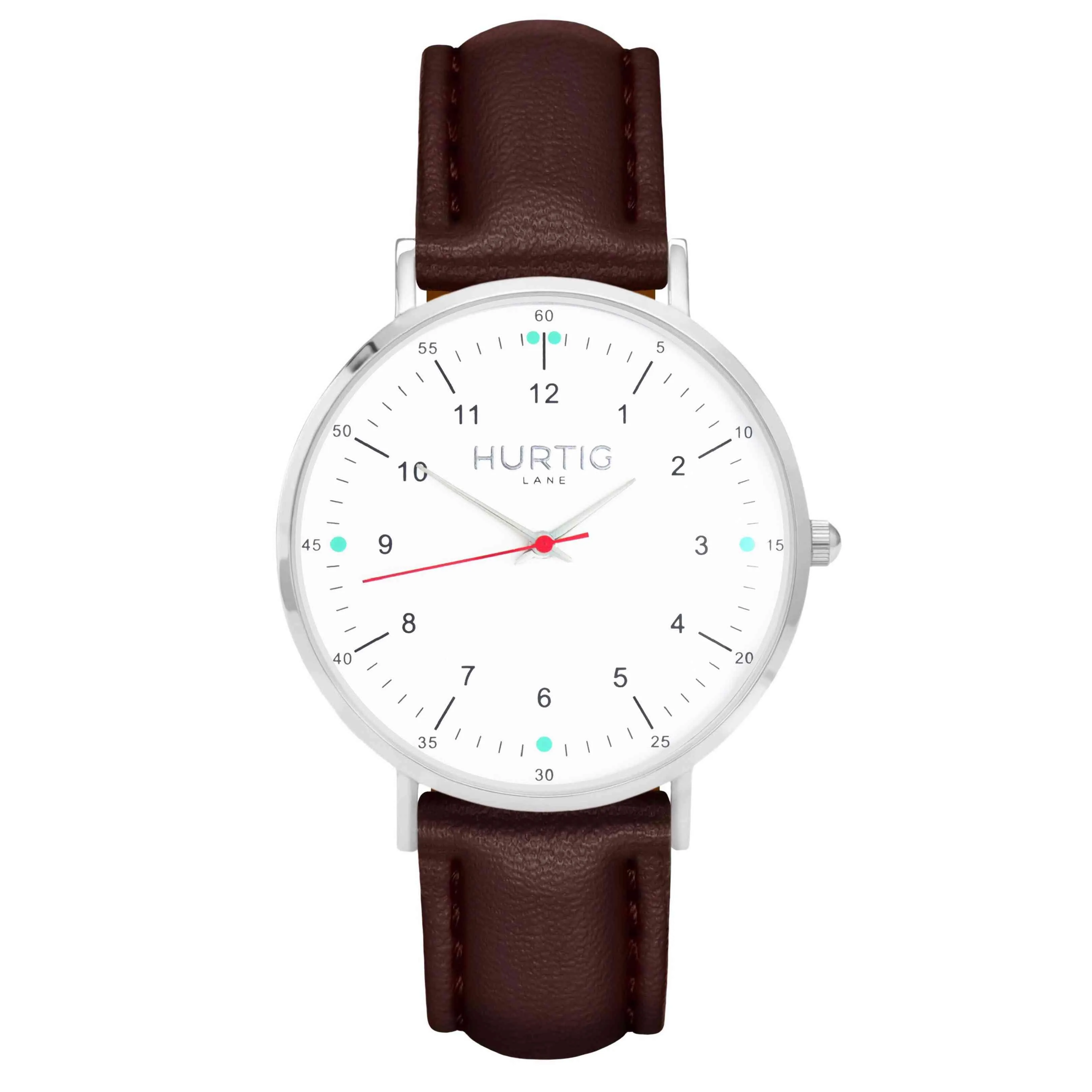 Moderna Vegan Leather Watch Silver, White & Tan